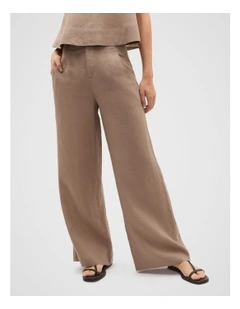Core Linen Waisted Pant in Nutmeg