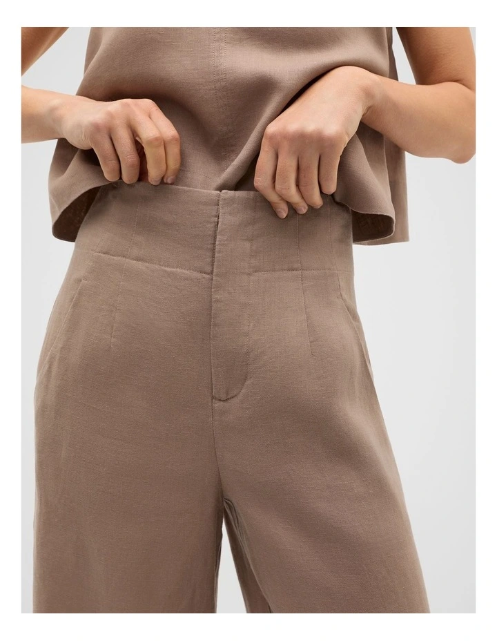 Core Linen Waisted Pant in Nutmeg image 3
