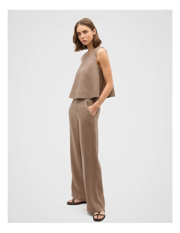 Core Linen Waisted Pant in Nutmeg image 4