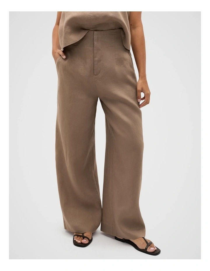 Core Linen Waisted Pant in Nutmeg image 5