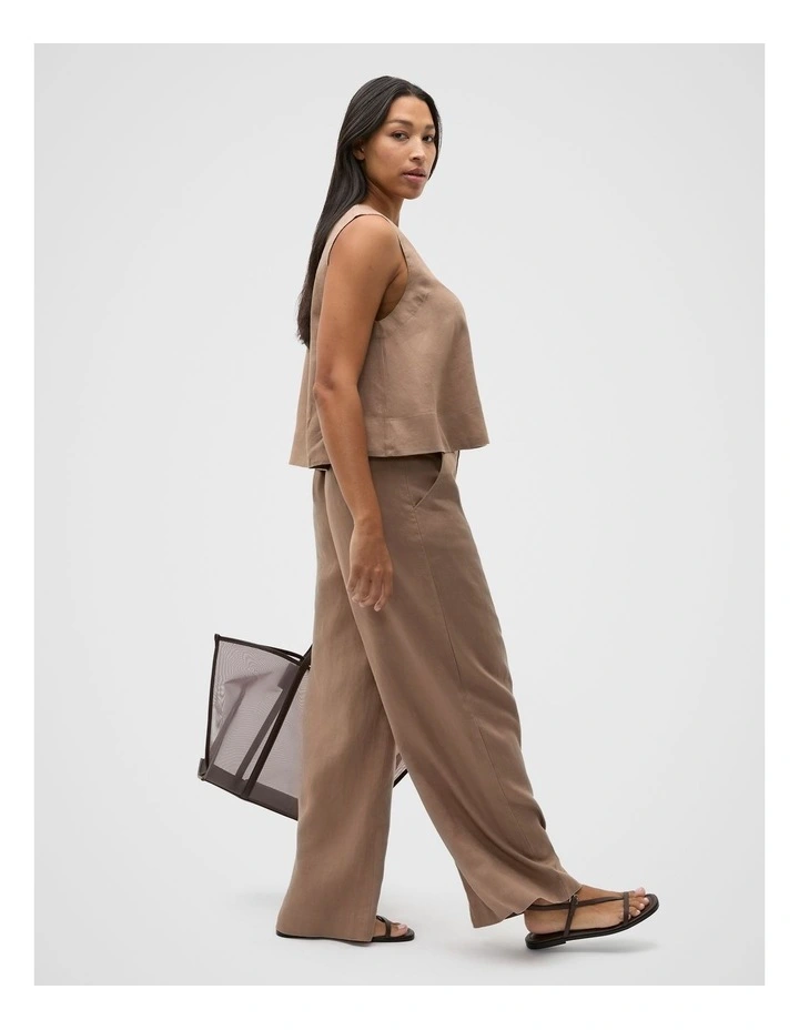 Core Linen Waisted Pant in Nutmeg image 6