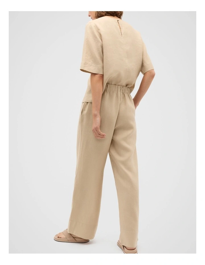 Core Linen Casual Tie Pant in Iced Latte image 2