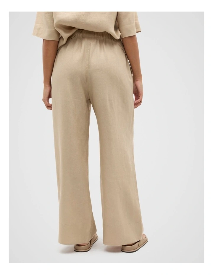Core Linen Casual Tie Pant in Iced Latte image 6
