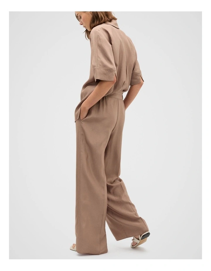 Crinkled Satin Palazzo Pant in Nutmeg image 2