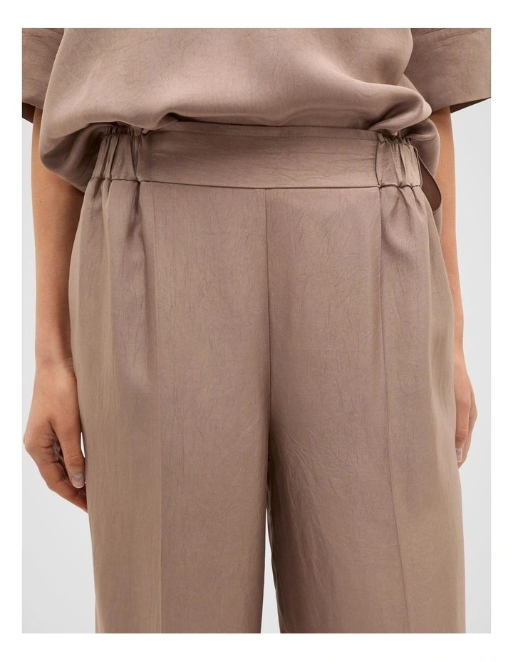 Crinkled Satin Palazzo Pant in Nutmeg image 3