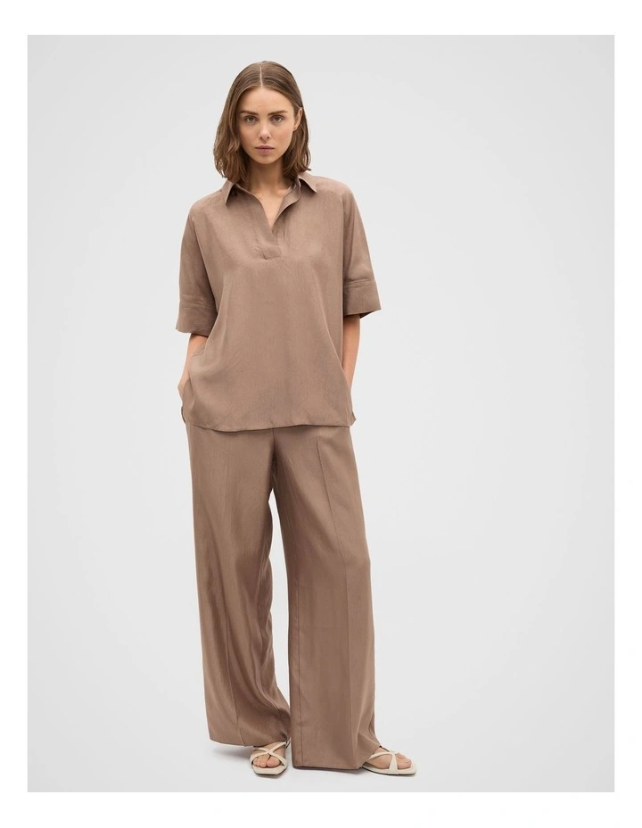 Crinkled Satin Palazzo Pant in Nutmeg image 4