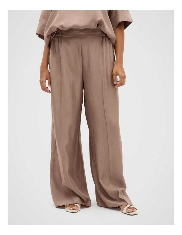 Crinkled Satin Palazzo Pant in Nutmeg image 5