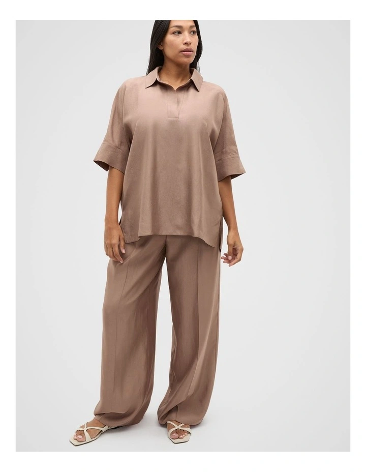 Crinkled Satin Palazzo Pant in Nutmeg image 7