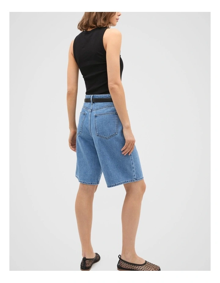 Longline Jean Short in Blue image 2
