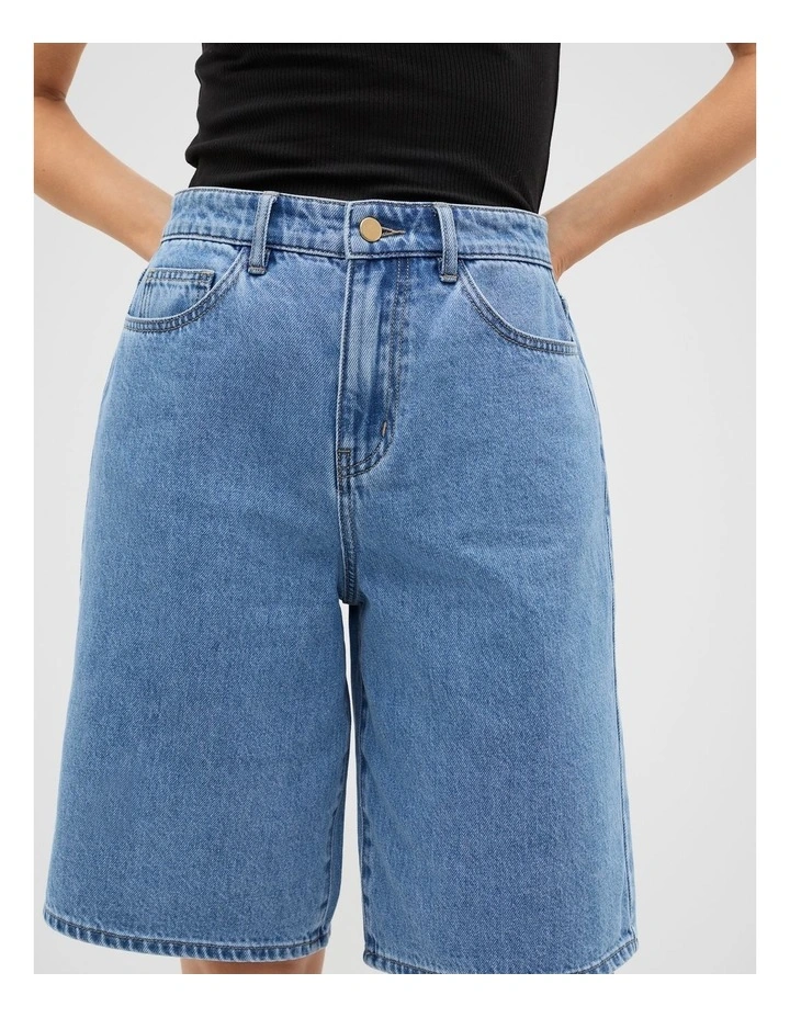 Longline Jean Short in Blue image 4