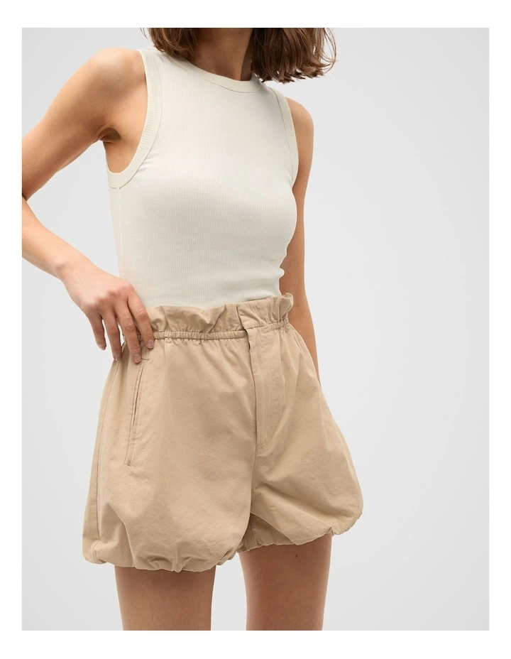 Paperbag Bubble Short in Iced Latte image 1