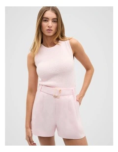 Tailored Linen Pleat Short in Primrose