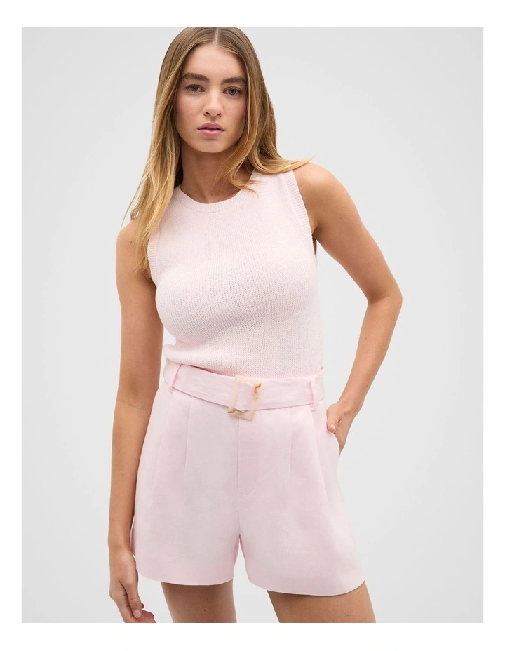 Tailored Linen Pleat Short in Primrose image 1