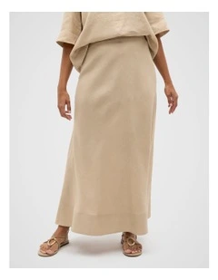 Core Linen Seam Front Skirt in Iced Latte