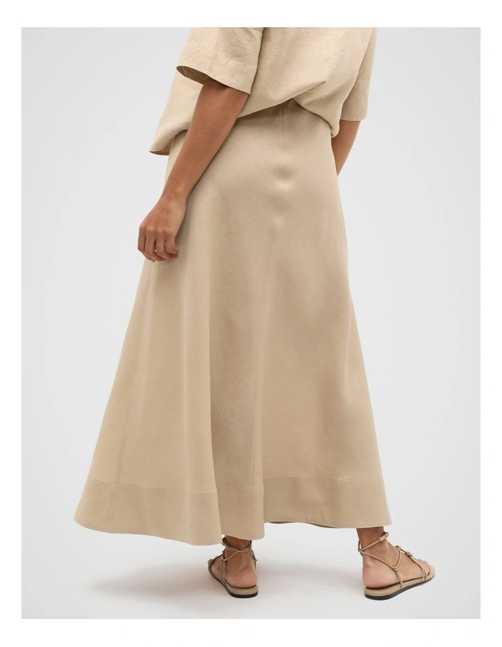 Core Linen Seam Front Skirt in Iced Latte image 2