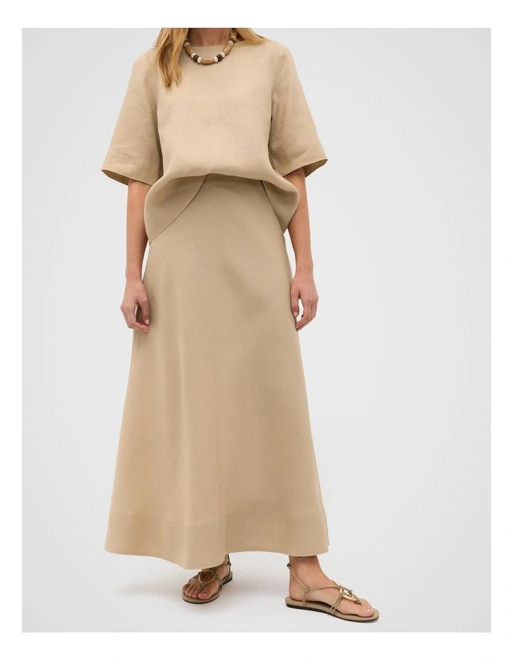 Core Linen Seam Front Skirt in Iced Latte image 4
