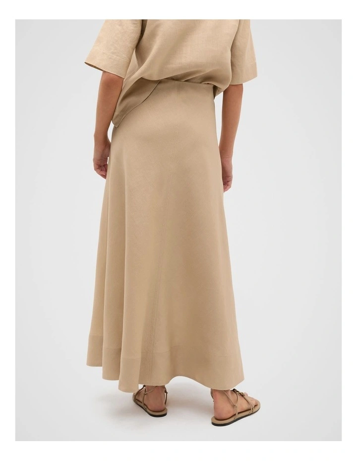Core Linen Seam Front Skirt in Iced Latte image 5
