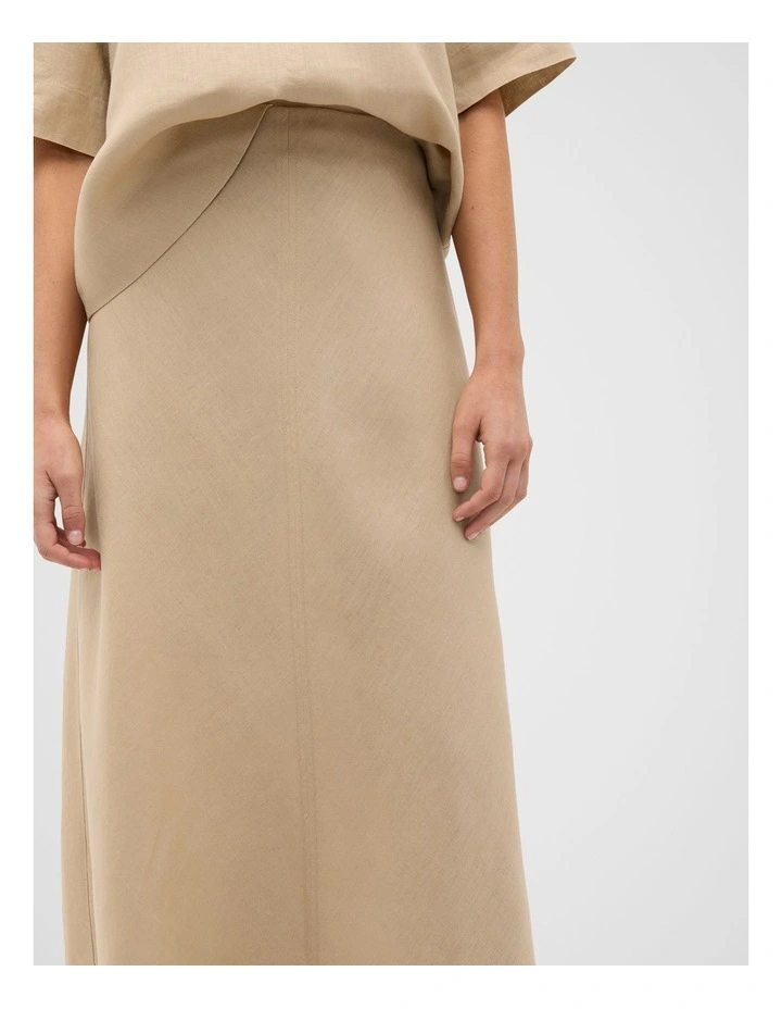 Core Linen Seam Front Skirt in Iced Latte image 6