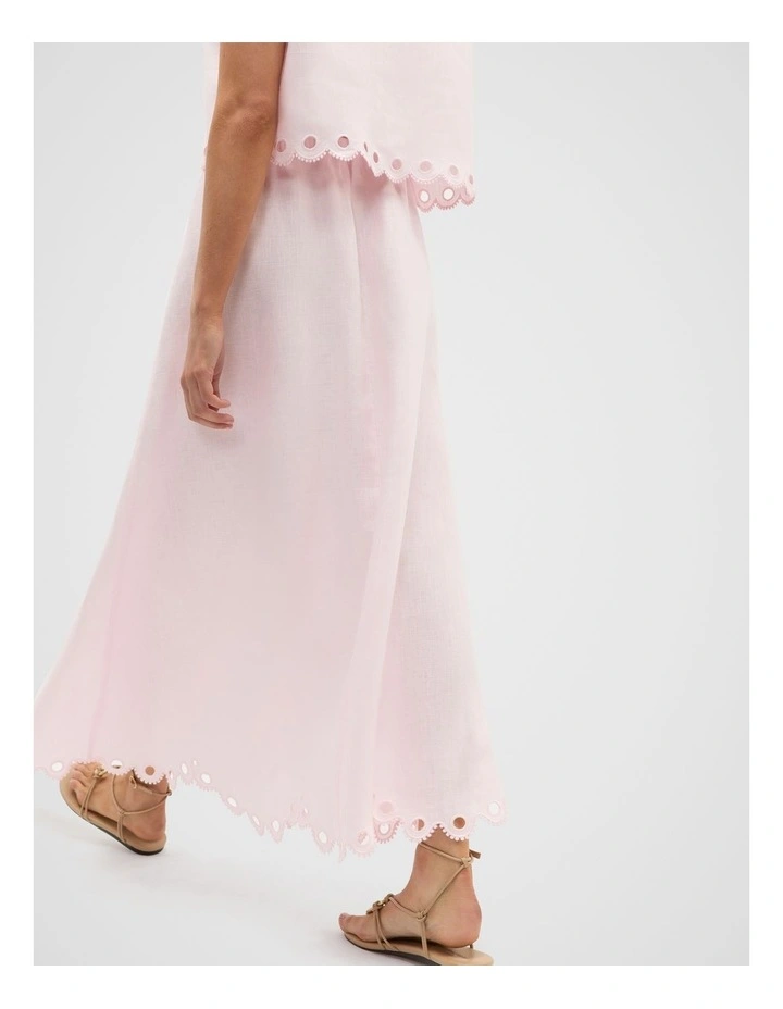 Linen Embroidered Skirt in Primrose image 2