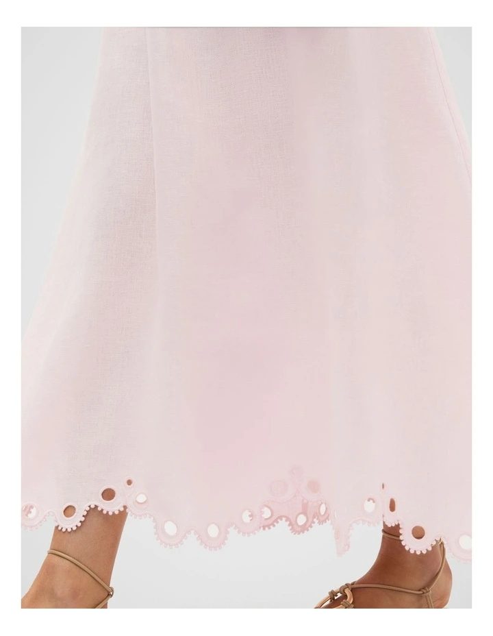 Linen Embroidered Skirt in Primrose image 3