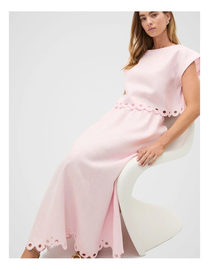 Linen Embroidered Skirt in Primrose image 4