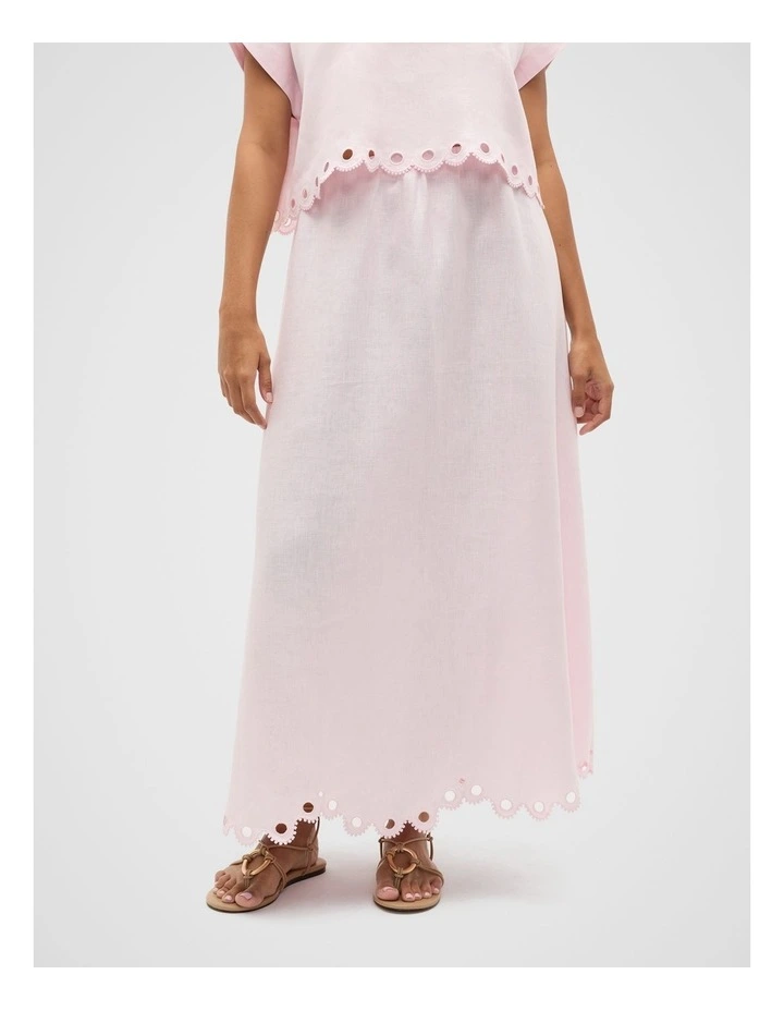 Linen Embroidered Skirt in Primrose image 5