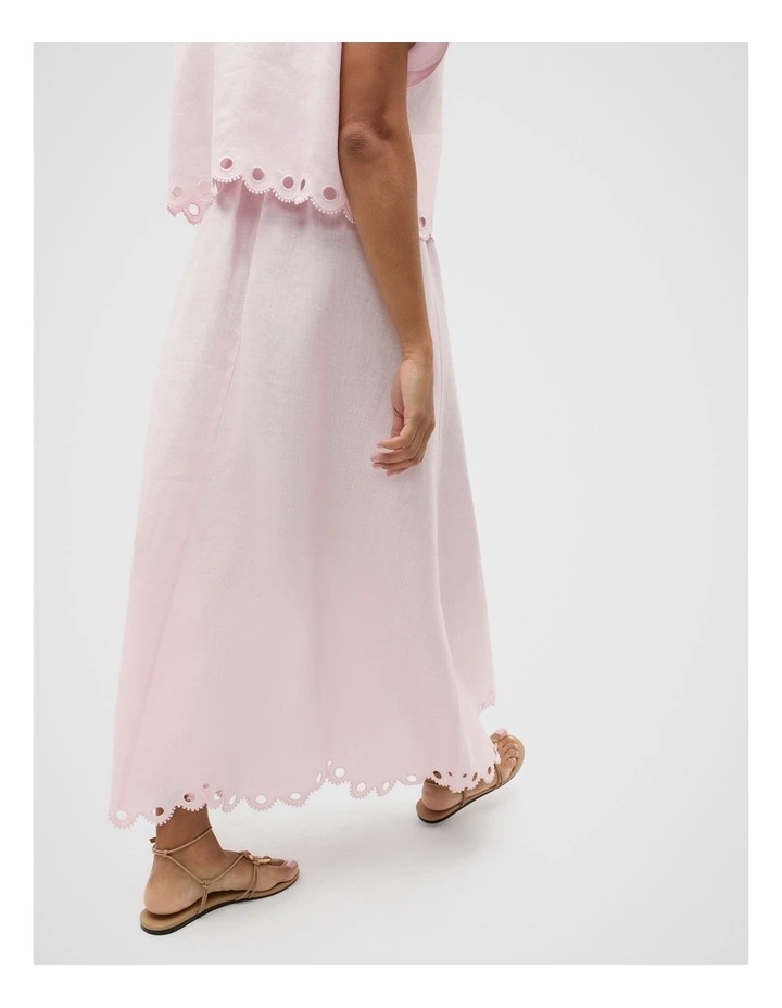 Linen Embroidered Skirt in Primrose image 6