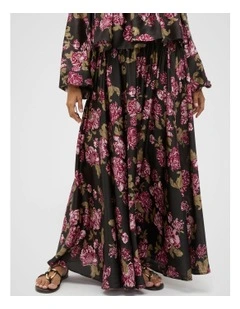 Silk Floral Skirt in Multi