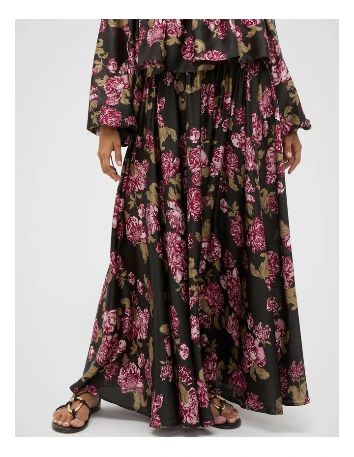 Silk Floral Skirt in Multi image 1