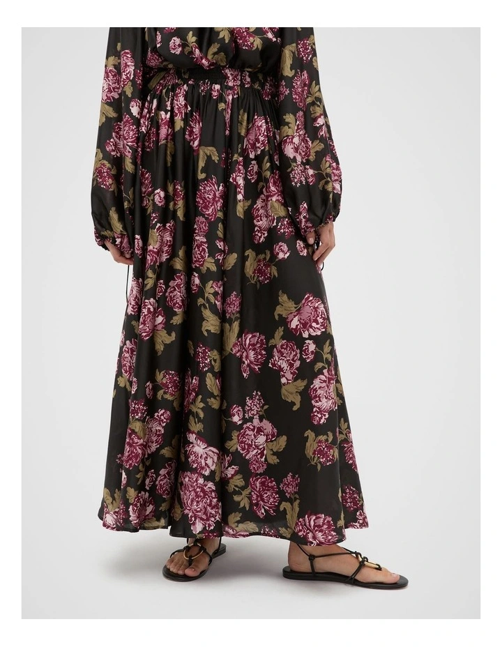 Silk Floral Skirt in Multi image 4