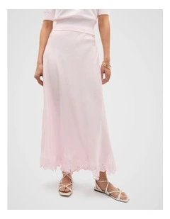Crinkled Satin Skirt in Pink