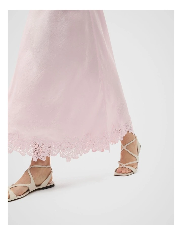 Crinkled Satin Skirt in Pink image 3