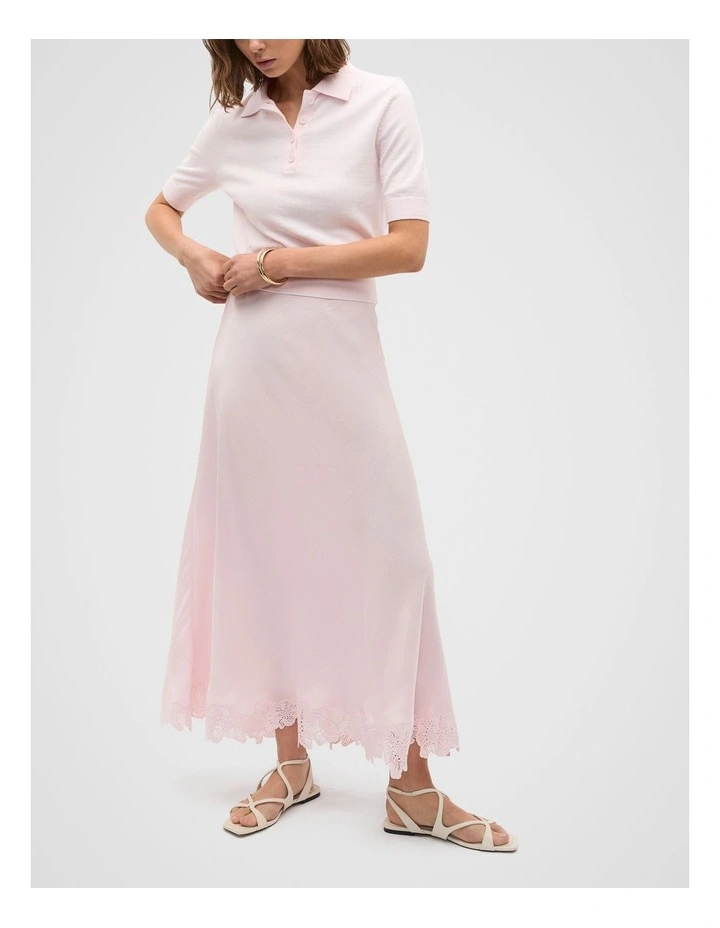 Crinkled Satin Skirt in Pink image 4