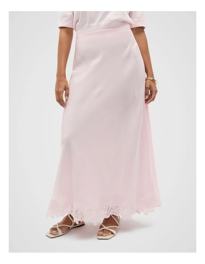 Crinkled Satin Skirt in Pink image 5