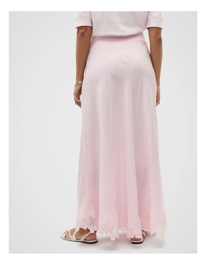 Crinkled Satin Skirt in Pink image 7
