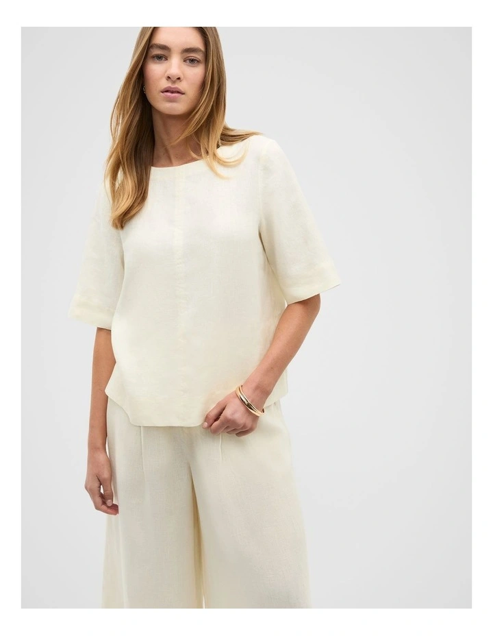 Core Linen Tee in Buttercream image 1