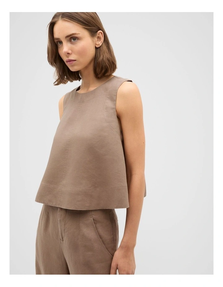 Core Linen Shell Top in Nutmeg image 1