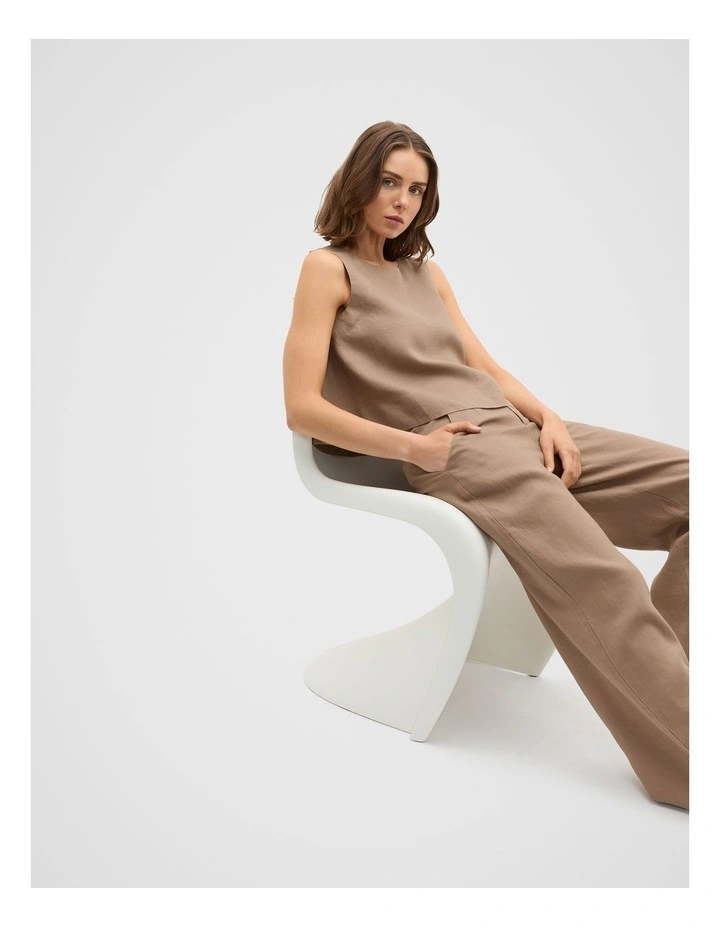 Core Linen Shell Top in Nutmeg image 3