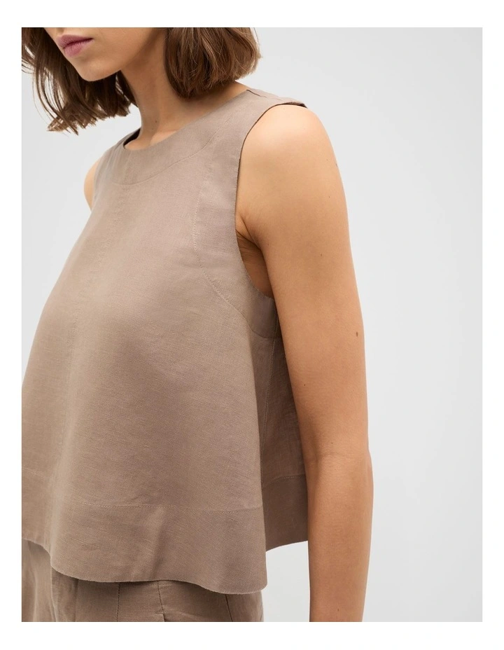 Core Linen Shell Top in Nutmeg image 4