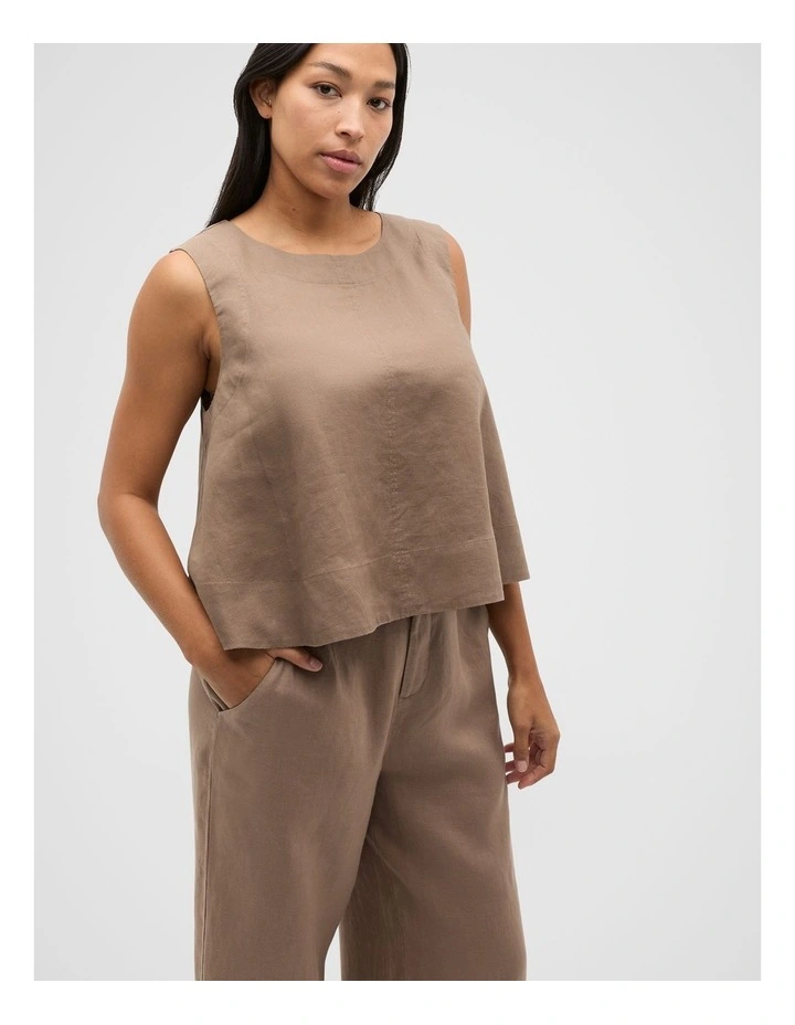 Core Linen Shell Top in Nutmeg image 5