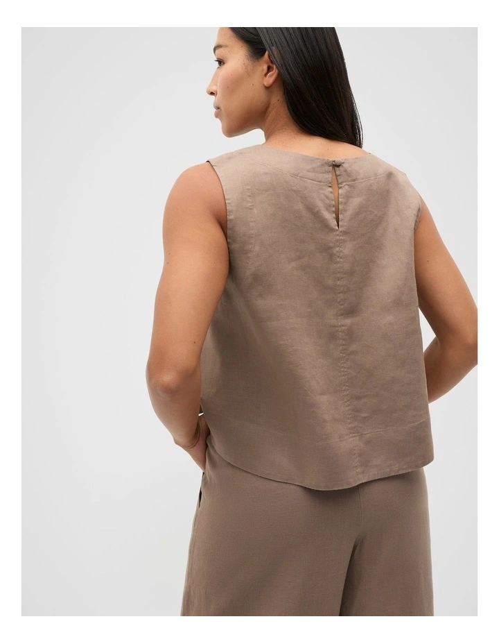 Core Linen Shell Top in Nutmeg image 7