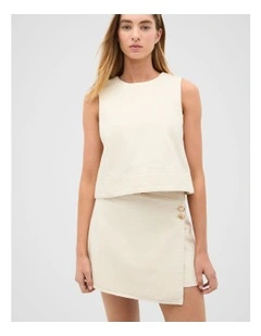 Textured Denim Shell Top in Butter Cream