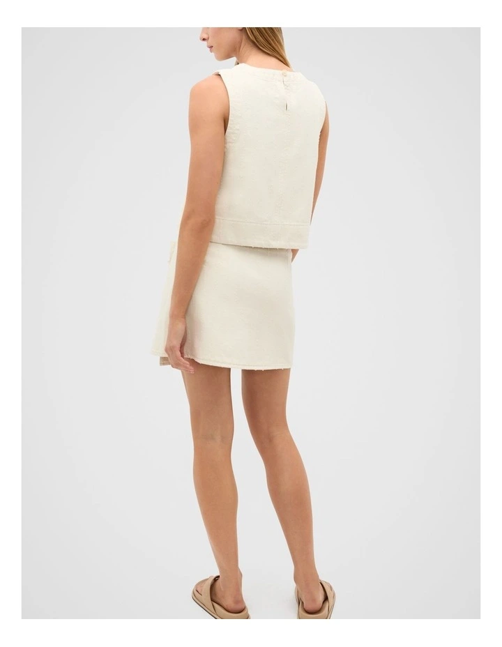 Textured Denim Shell Top in Butter Cream image 2