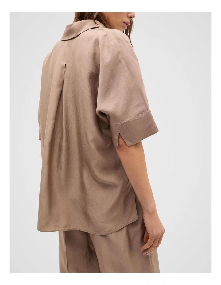 Crinkled Satin Collared Popover in Nutmeg image 7