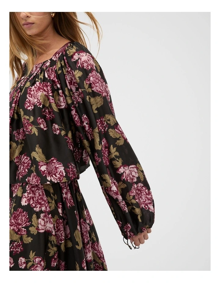 Silk Floral Square Neck Blouse in Multi image 4