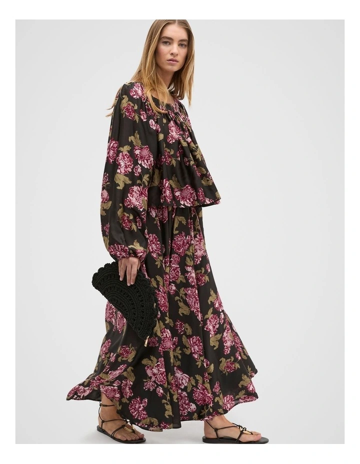 Silk Floral Square Neck Blouse in Multi image 5