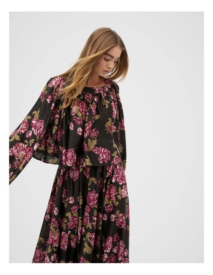 Silk Floral Square Neck Blouse in Multi image 6