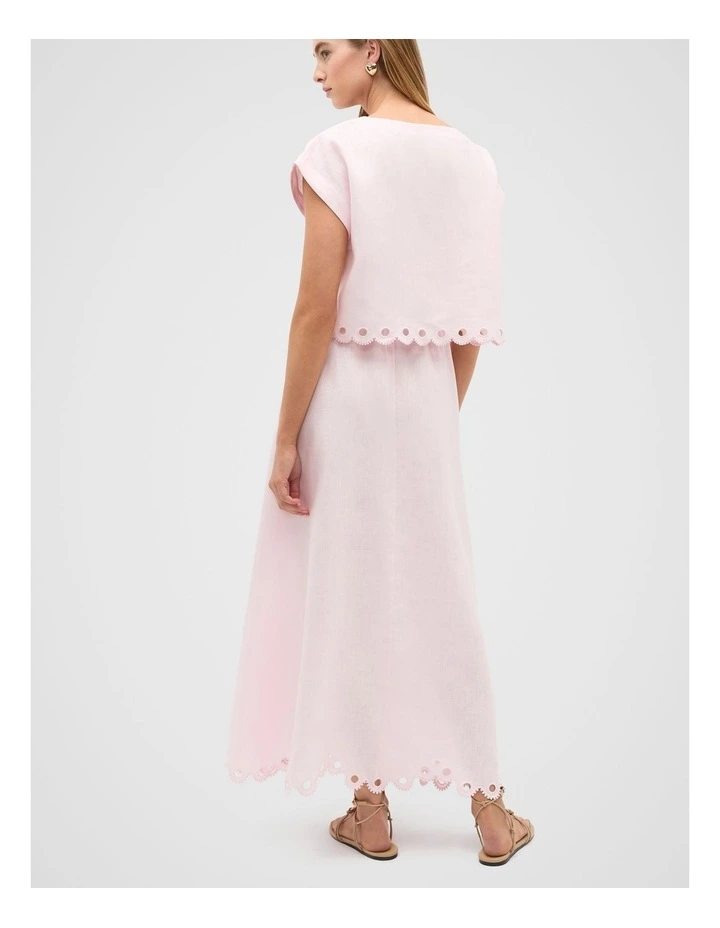Linen Embroidered Tee in Primrose image 2