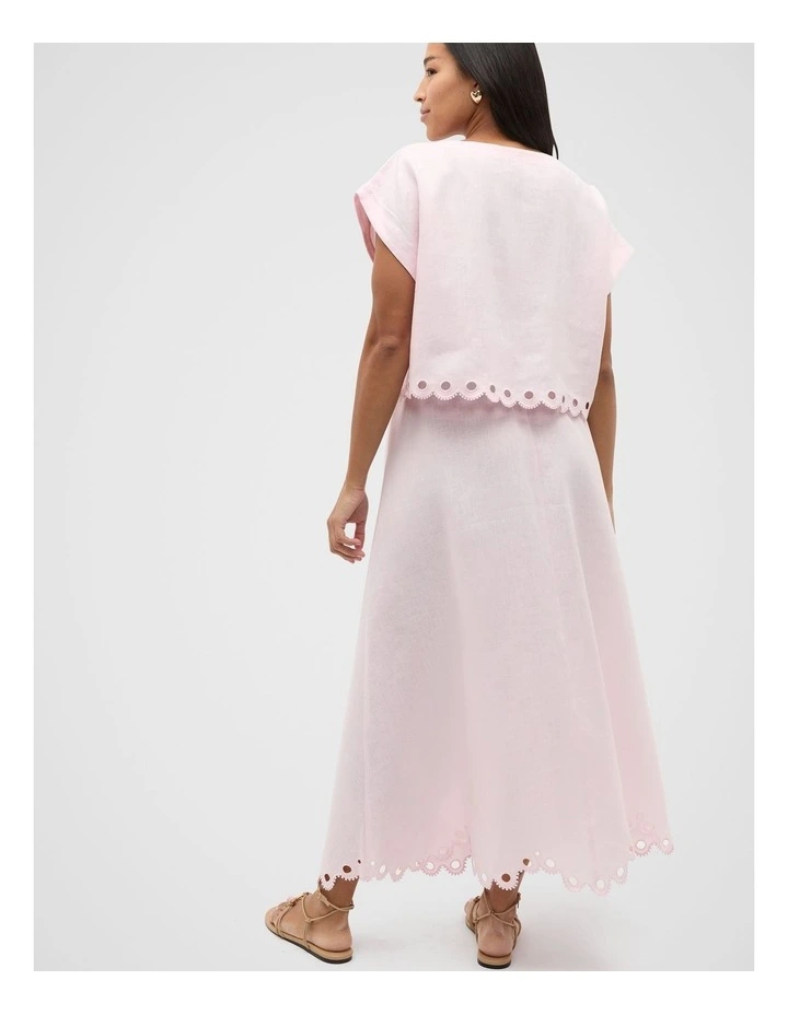 Linen Embroidered Tee in Primrose image 6