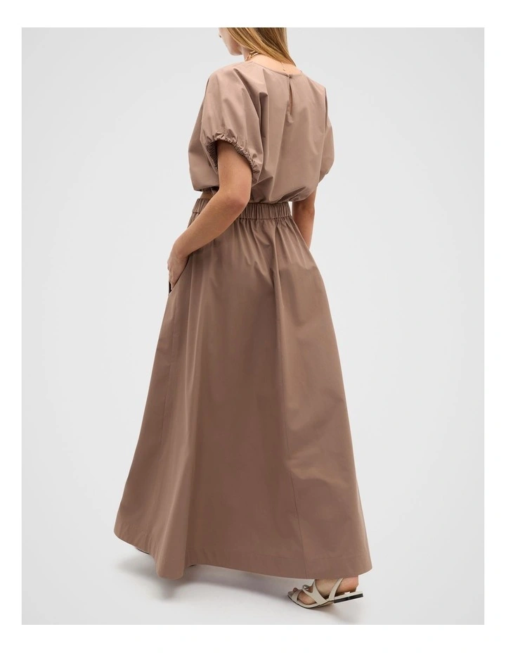 Poplin Bubble Top in Nutmeg image 2